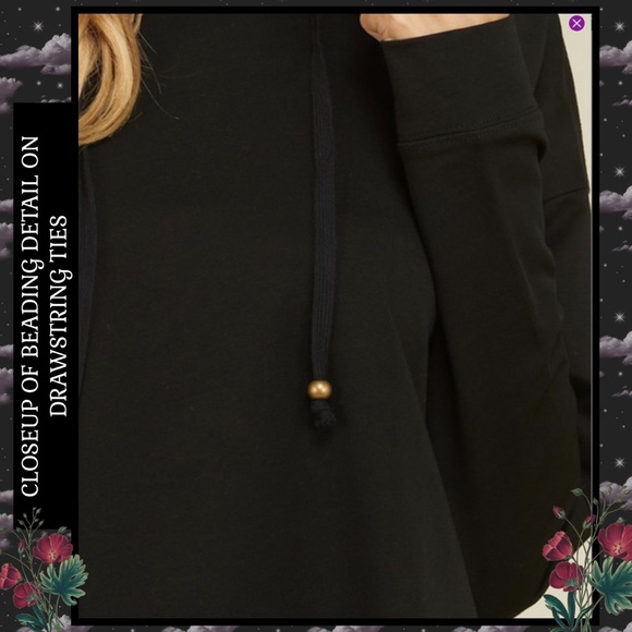 M  NWT BLACK & PLAID TRIM HOODIE/HOODED TUNIC COTTON POLYESTER BLEND - ANNABELLE - Picture 8 of 13